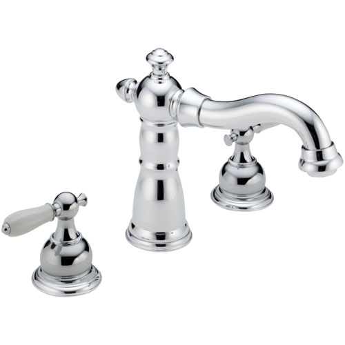 Delta Traditional Victorian Chrome 3-Hole Roman Tub Filler Faucet INCLUDES Valve and White Lever Handles D1097V
