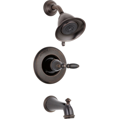 Delta Traditional Victorian Venetian Bronze Finish 14 Series Tub and Shower Faucet Combo INCLUDES Rough-in Valve and Single Lever Handle D1182V
