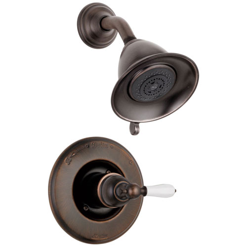 Delta Traditional Victorian Venetian Bronze Finish 14 Series Shower Only Faucet INCLUDES Rough-in Valve and White Lever Handle D1196V