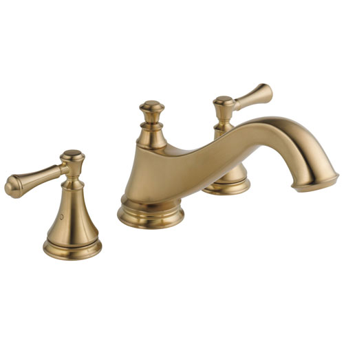Delta Cassidy Collection Champagne Bronze Finish Traditional Spout Roman Tub Filler Faucet COMPLETE ITEM Includes (2) Lever Handles and Rough-in Valve D1455V