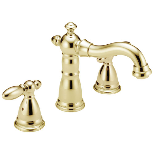 Delta Victorian Collection Polished Brass Finish Traditional Roman Tub Filler Faucet COMPLETE ITEM Includes (2) Lever Handles and Rough-in Valve D1459V