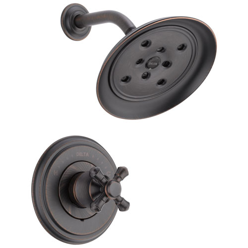 Delta Cassidy Collection Venetian Bronze Monitor 14 H2Okinetic Shower only Faucet INCLUDES Single Cross Handle and Rough-Valve without Stops D1532V