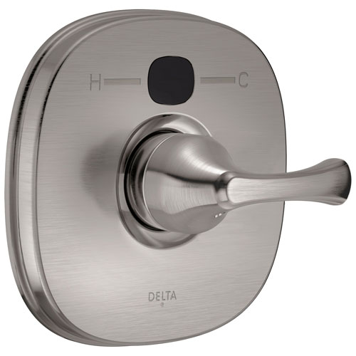 Delta Stainless Steel Finish Addison Transitional 14 Series Digital Display Temp2O Shower Valve Control INCLUDES Single Handle and Valve without Stops D1614V