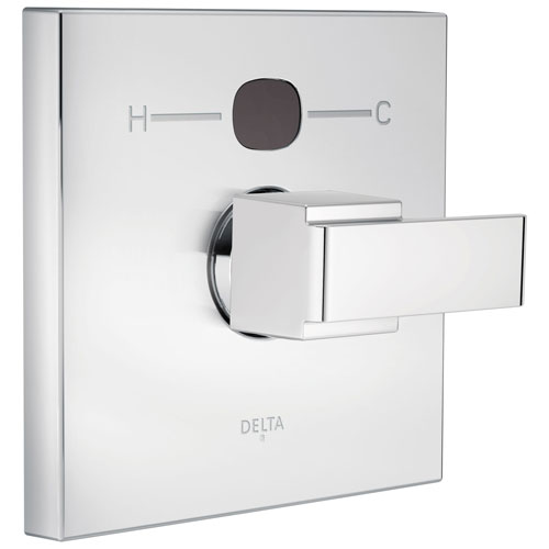 Delta Chrome Finish Ara Collection Angular Modern 14 Series Digital Display Temp2O Shower Valve Control INCLUDES Single Handle and Valve with Stops D1630V