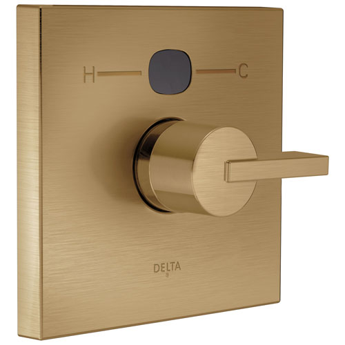 Delta Champagne Bronze Vero Angular Modern 14 Series Digital Display Temp2O Square Shower Valve Control INCLUDES Single Handle and Valve without Stops D1636V