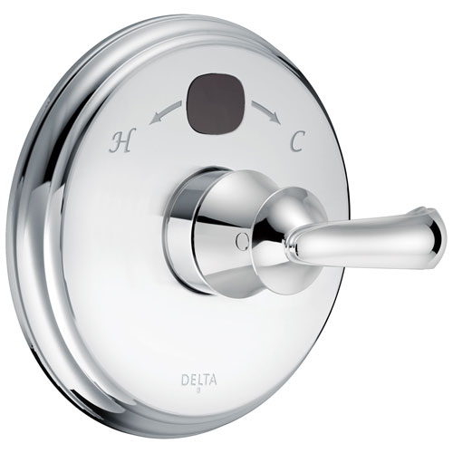 Delta Chrome Finish Cassidy 14 Series Digital Display Temp2O Shower Valve Control COMPLETE with Single French Curve Lever Handle and Valve with Stops D1652V