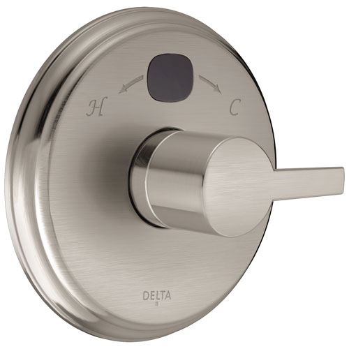 Delta Stainless Steel Finish Compel 14 Series Digital Display Temp2O Shower Valve Control COMPLETE with Single Lever Handle and Valve without Stops D1656V