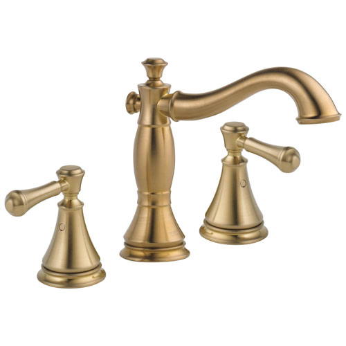 Delta Cassidy Collection Champagne Bronze Widespread Lavatory Bathroom Sink Faucet INCLUDES Two Lever Handles and Metal Pop-Up Drain D1784V