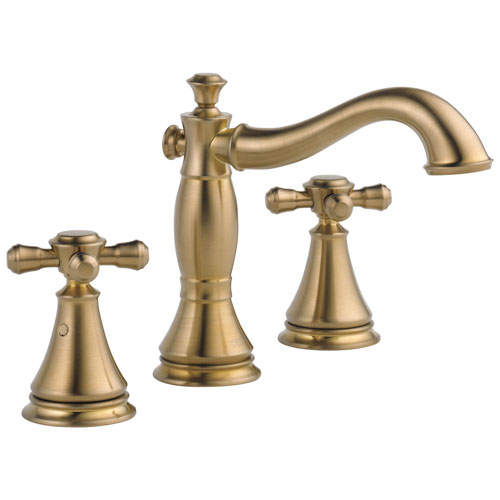 Delta Cassidy Collection Champagne Bronze Widespread Lavatory Bathroom Sink Faucet INCLUDES Two Cross Handles and Metal Pop-Up Drain D1786V