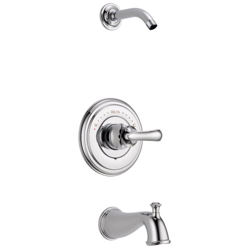 Delta Cassidy Chrome Monitor 14 Tub and Shower Combination - Less Showerhead INCLUDES Single French Curve Lever Handle and Rough-in Valve with Stops D1825V