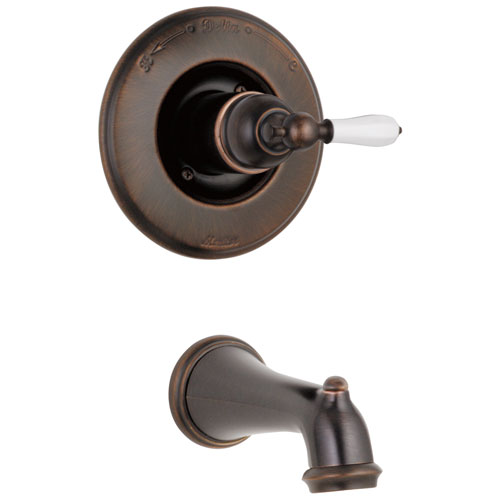 Delta Victorian Venetian Bronze Finish Monitor 14 Series Wall Mount Tub only Faucet INCLUDES Single Porcelain Lever Handle and Valve without Stops D1855V