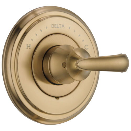 Delta Cassidy Champagne Bronze Monitor 14 Series Shower Valve Control Only INCLUDES Single French Scroll Lever Handle and Rough-in Valve with Stops D1867V