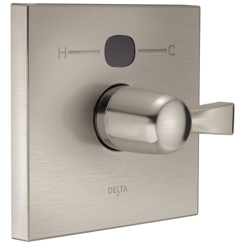 Delta Stainless Steel Finish Dryden Temp2O Square Electronic Shower Faucet Valve Only Control INCLUDES Single Lever Handle and Valve without Stops D1875V