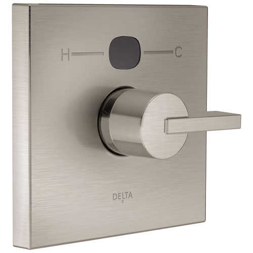 Delta Stainless Steel Finish Vero Temp2O Modern Square Electronic Shower Faucet Valve Only Control INCLUDES Single Lever Handle and Valve with Stops D1877V