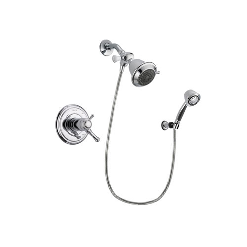 Delta Cassidy Chrome Finish Thermostatic Shower Faucet System Package with Shower Head and 5-Spray Adjustable Wall Mount Hand Shower Includes Rough-in Valve DSP0298V