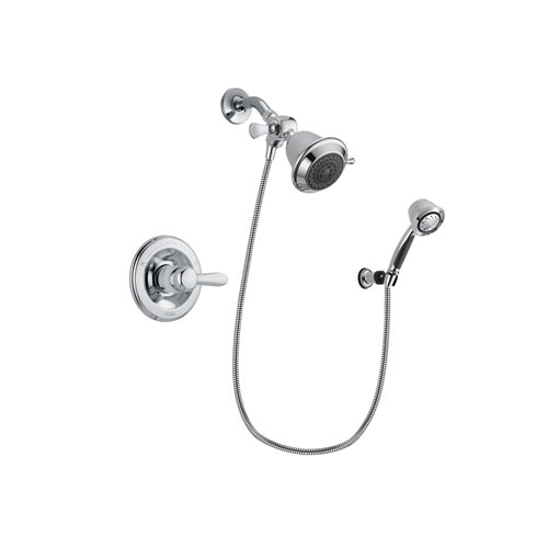 Delta Lahara Chrome Finish Shower Faucet System Package with Shower Head and 5-Spray Adjustable Wall Mount Hand Shower Includes Rough-in Valve DSP0300V