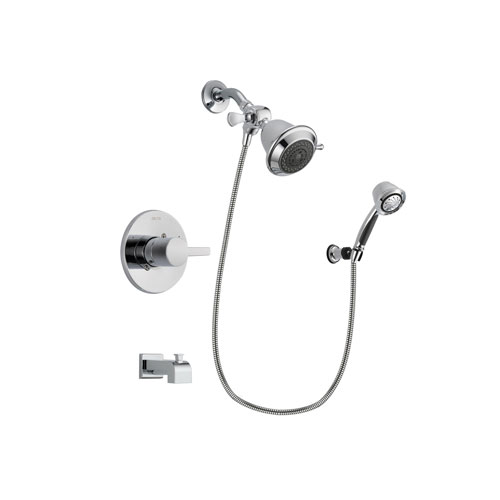 Delta Compel Chrome Finish Tub and Shower Faucet System Package with Shower Head and 5-Spray Adjustable Wall Mount Hand Shower Includes Rough-in Valve and Tub Spout DSP0303V