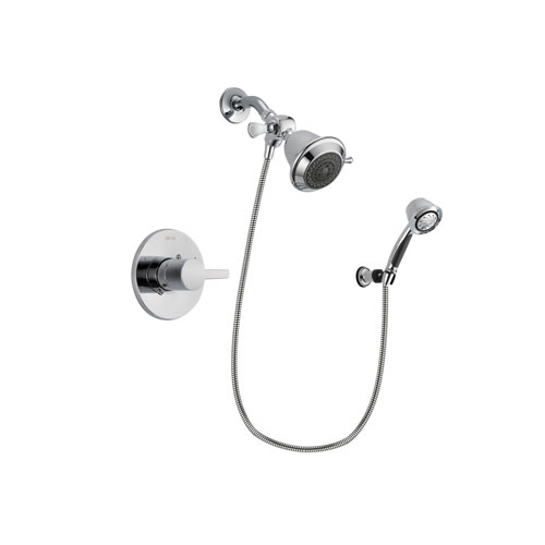 Delta Compel Chrome Finish Shower Faucet System Package with Shower Head and 5-Spray Adjustable Wall Mount Hand Shower Includes Rough-in Valve DSP0304V