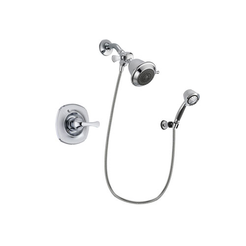 Delta Addison Chrome Finish Shower Faucet System Package with Shower Head and 5-Spray Adjustable Wall Mount Hand Shower Includes Rough-in Valve DSP0306V