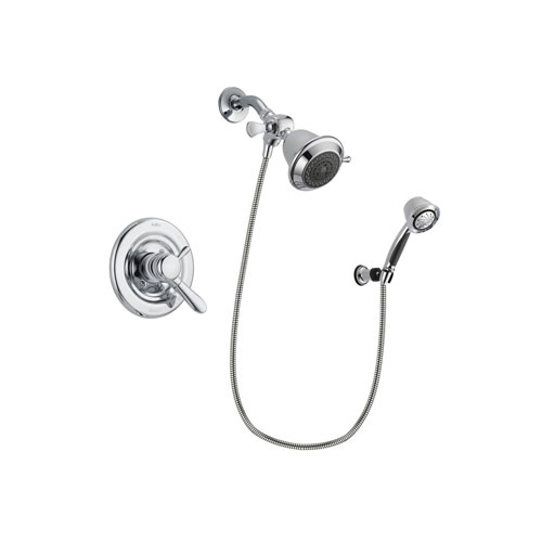 Delta Lahara Chrome Finish Dual Control Shower Faucet System Package with Shower Head and 5-Spray Adjustable Wall Mount Hand Shower Includes Rough-in Valve DSP0310V