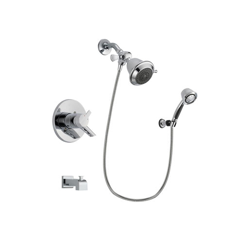 Delta Compel Chrome Finish Dual Control Tub and Shower Faucet System Package with Shower Head and 5-Spray Adjustable Wall Mount Hand Shower Includes Rough-in Valve and Tub Spout DSP0313V