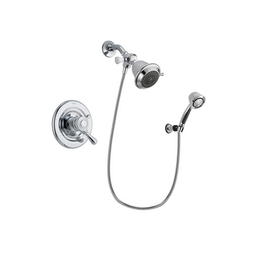 Delta Leland Chrome Finish Dual Control Shower Faucet System Package with Shower Head and 5-Spray Adjustable Wall Mount Hand Shower Includes Rough-in Valve DSP0316V