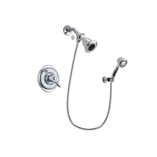 Delta Victorian Chrome Finish Thermostatic Shower Faucet System Package with Water Efficient Showerhead and 5-Spray Adjustable Wall Mount Hand Shower Includes Rough-in Valve DSP0326V