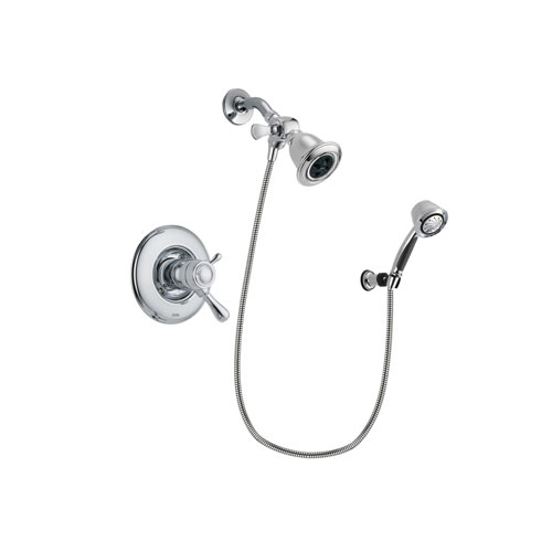 Delta Leland Chrome Finish Thermostatic Shower Faucet System Package with Water Efficient Showerhead and 5-Spray Adjustable Wall Mount Hand Shower Includes Rough-in Valve DSP0328V