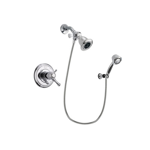 Delta Cassidy Chrome Finish Thermostatic Shower Faucet System Package with Water Efficient Showerhead and 5-Spray Adjustable Wall Mount Hand Shower Includes Rough-in Valve DSP0332V