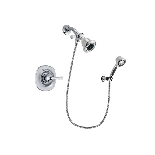 Delta Addison Chrome Finish Shower Faucet System Package with Water Efficient Showerhead and 5-Spray Adjustable Wall Mount Hand Shower Includes Rough-in Valve DSP0340V