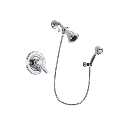 Delta Lahara Chrome Finish Dual Control Shower Faucet System Package with Water Efficient Showerhead and 5-Spray Adjustable Wall Mount Hand Shower Includes Rough-in Valve DSP0344V