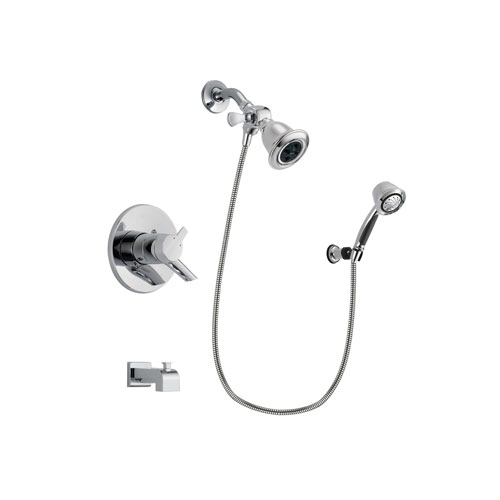 Delta Compel Chrome Finish Dual Control Tub and Shower Faucet System Package with Water Efficient Showerhead and 5-Spray Adjustable Wall Mount Hand Shower Includes Rough-in Valve and Tub Spout DSP0347V