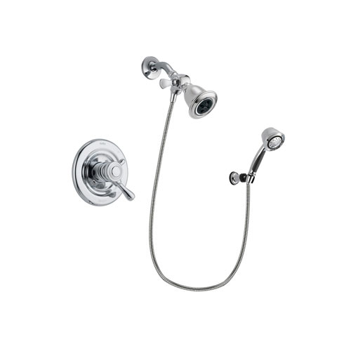 Delta Leland Chrome Finish Dual Control Shower Faucet System Package with Water Efficient Showerhead and 5-Spray Adjustable Wall Mount Hand Shower Includes Rough-in Valve DSP0350V