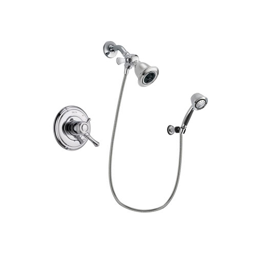 Delta Cassidy Chrome Finish Dual Control Shower Faucet System Package with Water Efficient Showerhead and 5-Spray Adjustable Wall Mount Hand Shower Includes Rough-in Valve DSP0356V