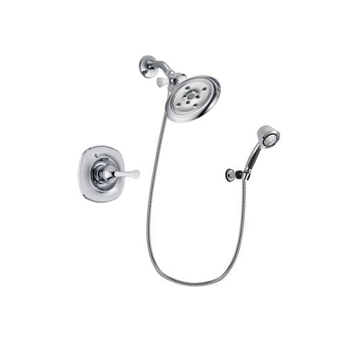 Delta Addison Chrome Finish Shower Faucet System Package with Large Rain Showerhead and 5-Spray Adjustable Wall Mount Hand Shower Includes Rough-in Valve DSP0374V