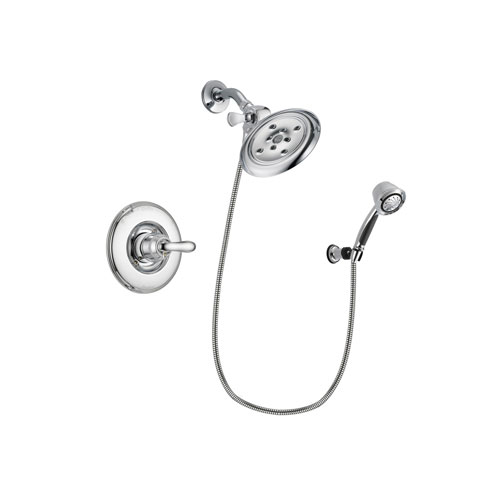 Delta Linden Chrome Finish Shower Faucet System Package with Large Rain Showerhead and 5-Spray Adjustable Wall Mount Hand Shower Includes Rough-in Valve DSP0376V