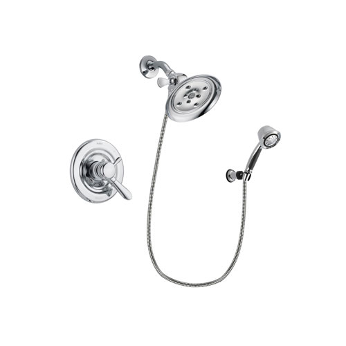 Delta Lahara Chrome Finish Dual Control Shower Faucet System Package with Large Rain Showerhead and 5-Spray Adjustable Wall Mount Hand Shower Includes Rough-in Valve DSP0378V