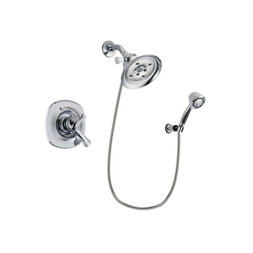 Delta Addison Chrome Finish Dual Control Shower Faucet System Package with Large Rain Showerhead and 5-Spray Adjustable Wall Mount Hand Shower Includes Rough-in Valve DSP0386V