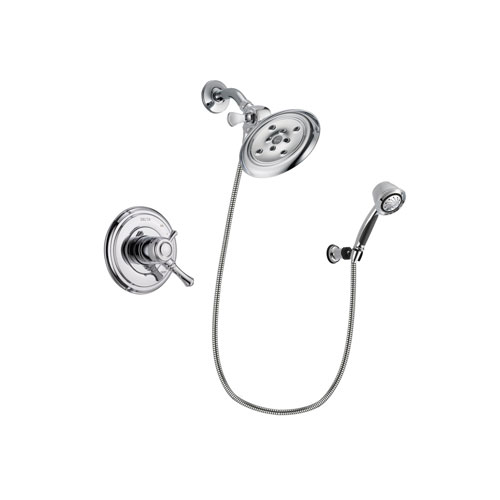 Delta Cassidy Chrome Finish Dual Control Shower Faucet System Package with Large Rain Showerhead and 5-Spray Adjustable Wall Mount Hand Shower Includes Rough-in Valve DSP0390V