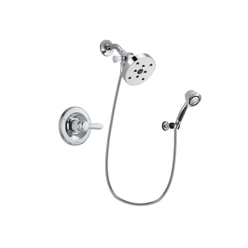 Delta Lahara Chrome Finish Shower Faucet System Package with 5-1/2 inch Shower Head and 5-Spray Adjustable Wall Mount Hand Shower Includes Rough-in Valve DSP0402V