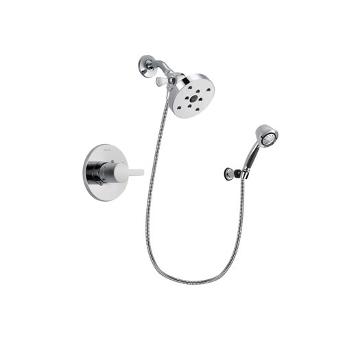 Delta Compel Chrome Finish Shower Faucet System Package with 5-1/2 inch Shower Head and 5-Spray Adjustable Wall Mount Hand Shower Includes Rough-in Valve DSP0406V