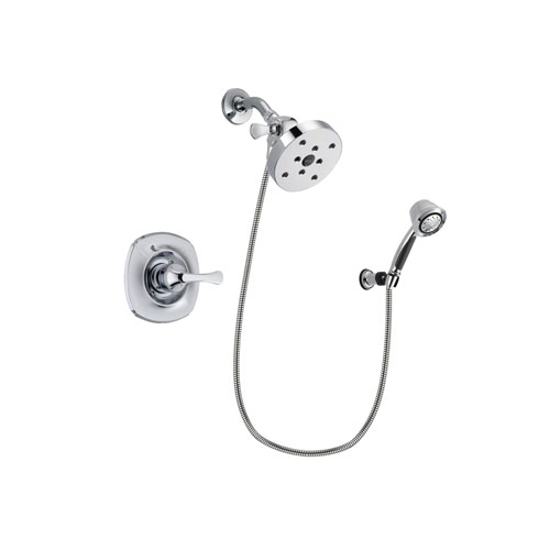 Delta Addison Chrome Finish Shower Faucet System Package with 5-1/2 inch Shower Head and 5-Spray Adjustable Wall Mount Hand Shower Includes Rough-in Valve DSP0408V