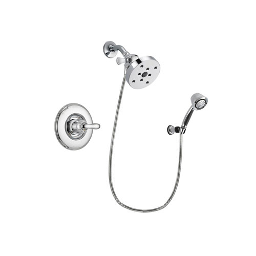 Delta Linden Chrome Finish Shower Faucet System Package with 5-1/2 inch Shower Head and 5-Spray Adjustable Wall Mount Hand Shower Includes Rough-in Valve DSP0410V