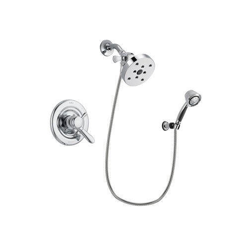 Delta Lahara Chrome Finish Dual Control Shower Faucet System Package with 5-1/2 inch Shower Head and 5-Spray Adjustable Wall Mount Hand Shower Includes Rough-in Valve DSP0412V