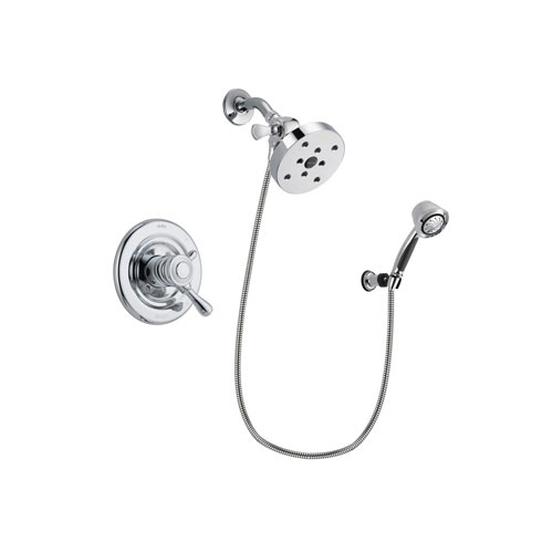 Delta Leland Chrome Finish Dual Control Shower Faucet System Package with 5-1/2 inch Shower Head and 5-Spray Adjustable Wall Mount Hand Shower Includes Rough-in Valve DSP0418V
