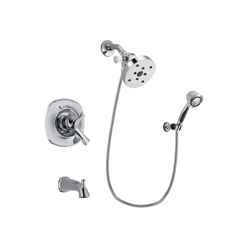 Delta Addison Chrome Finish Dual Control Tub and Shower Faucet System Package with 5-1/2 inch Shower Head and 5-Spray Adjustable Wall Mount Hand Shower Includes Rough-in Valve and Tub Spout DSP0419V