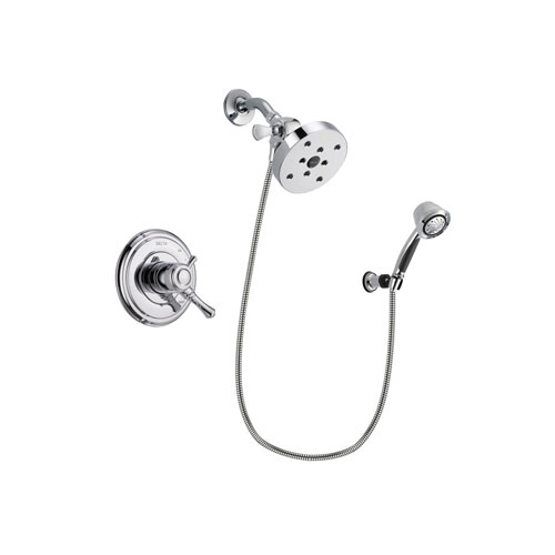 Delta Cassidy Chrome Finish Dual Control Shower Faucet System Package with 5-1/2 inch Shower Head and 5-Spray Adjustable Wall Mount Hand Shower Includes Rough-in Valve DSP0424V