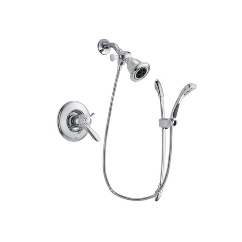 Delta Lahara Chrome Finish Thermostatic Shower Faucet System Package with Water Efficient Showerhead and Handheld Shower with Slide Bar Includes Rough-in Valve DSP0460V