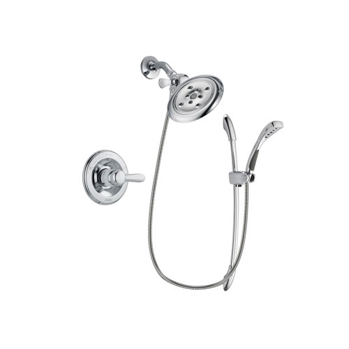 Delta Lahara Chrome Finish Shower Faucet System Package with Large Rain Showerhead and Handheld Shower with Slide Bar Includes Rough-in Valve DSP0504V