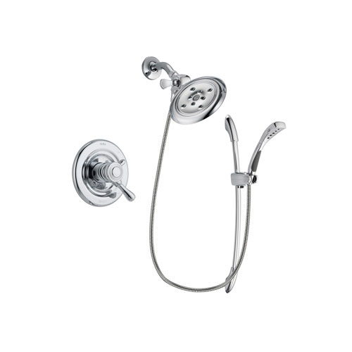 Delta Leland Chrome Finish Dual Control Shower Faucet System Package with Large Rain Showerhead and Handheld Shower with Slide Bar Includes Rough-in Valve DSP0520V